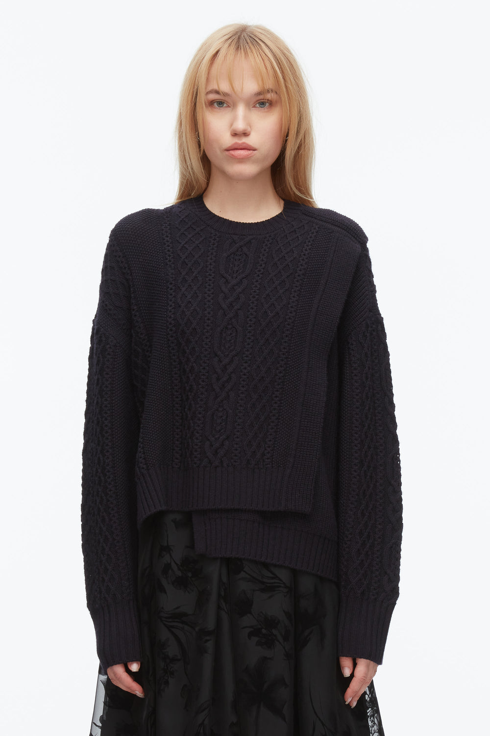 Midnight Cable Mix Double Layer Crewneck | 3.1 Phillip Lim