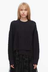 Midnight Cable Mix Double Layer Crewneck | 3.1 Phillip Lim