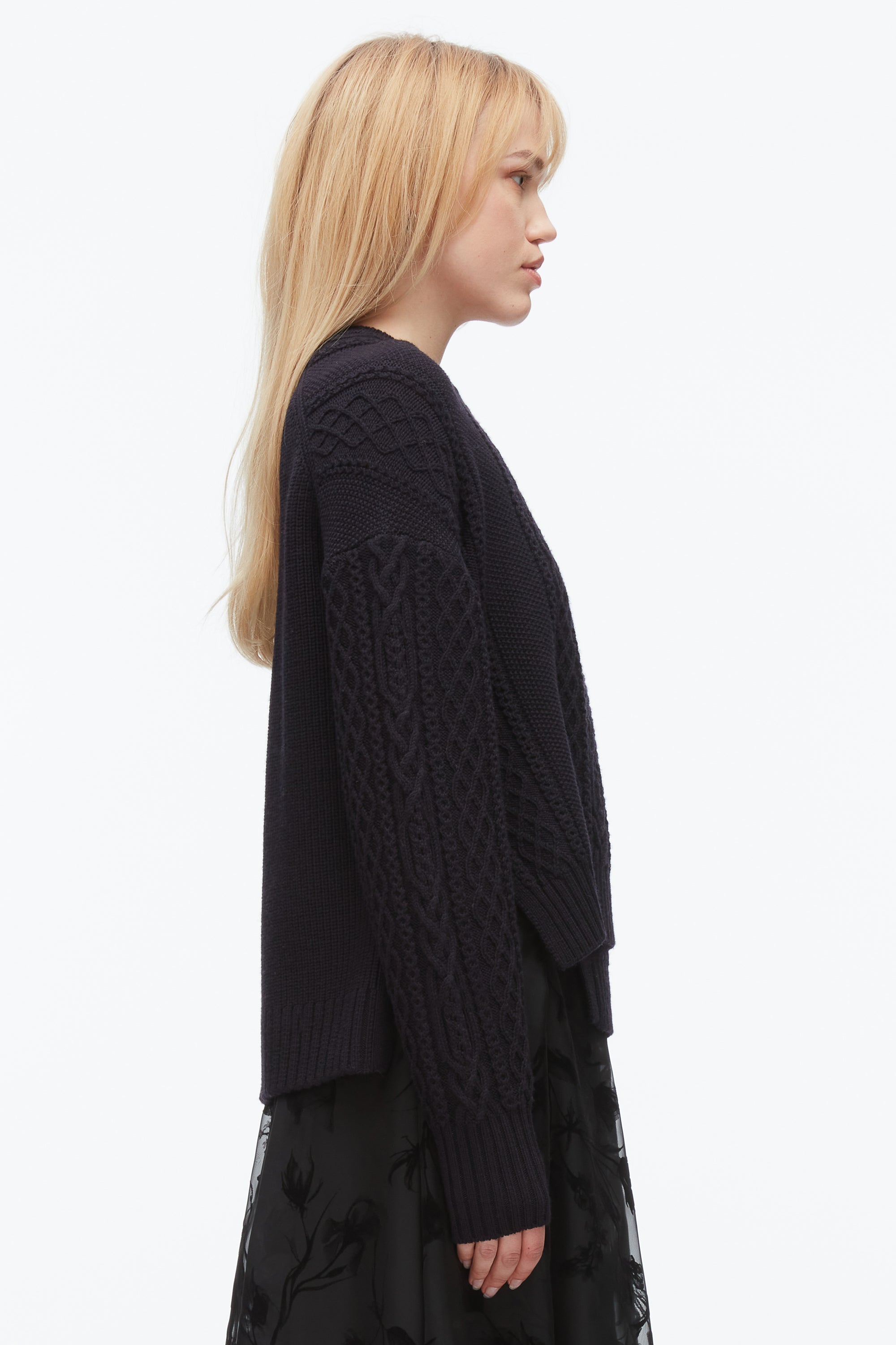 Midnight Cable Mix Double Layer Crewneck | 3.1 Phillip Lim