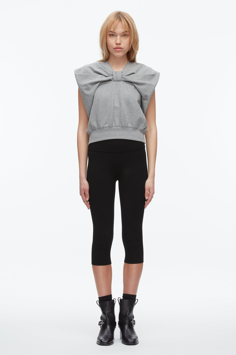 Grey Melange Draped Bow French Terry Top | 3.1 Phillip Lim