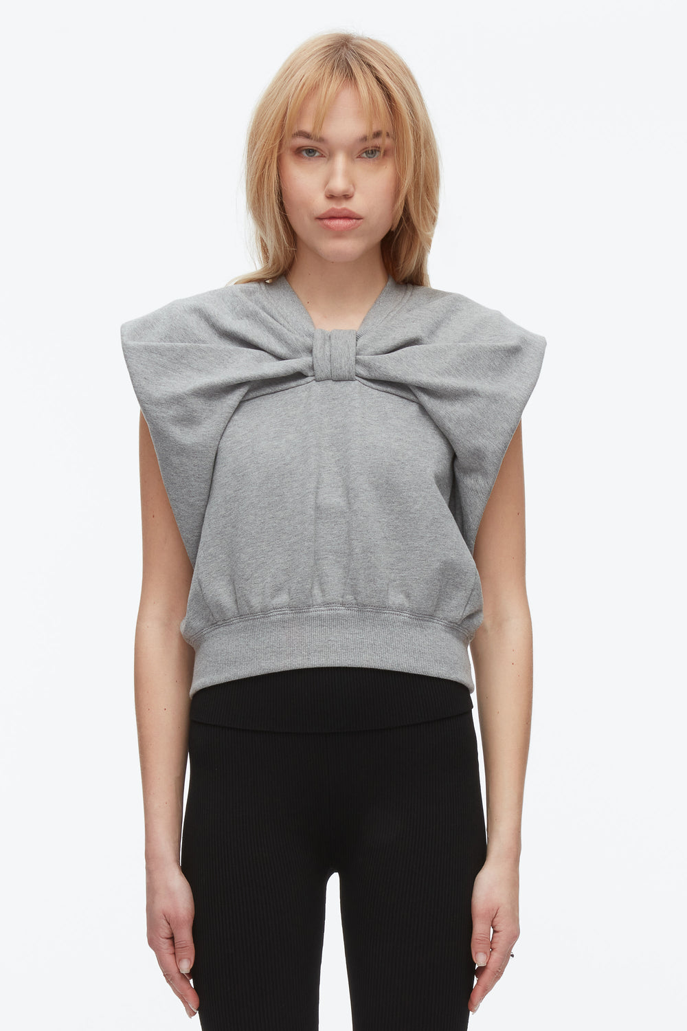 Grey Melange Draped Bow French Terry Top | 3.1 Phillip Lim