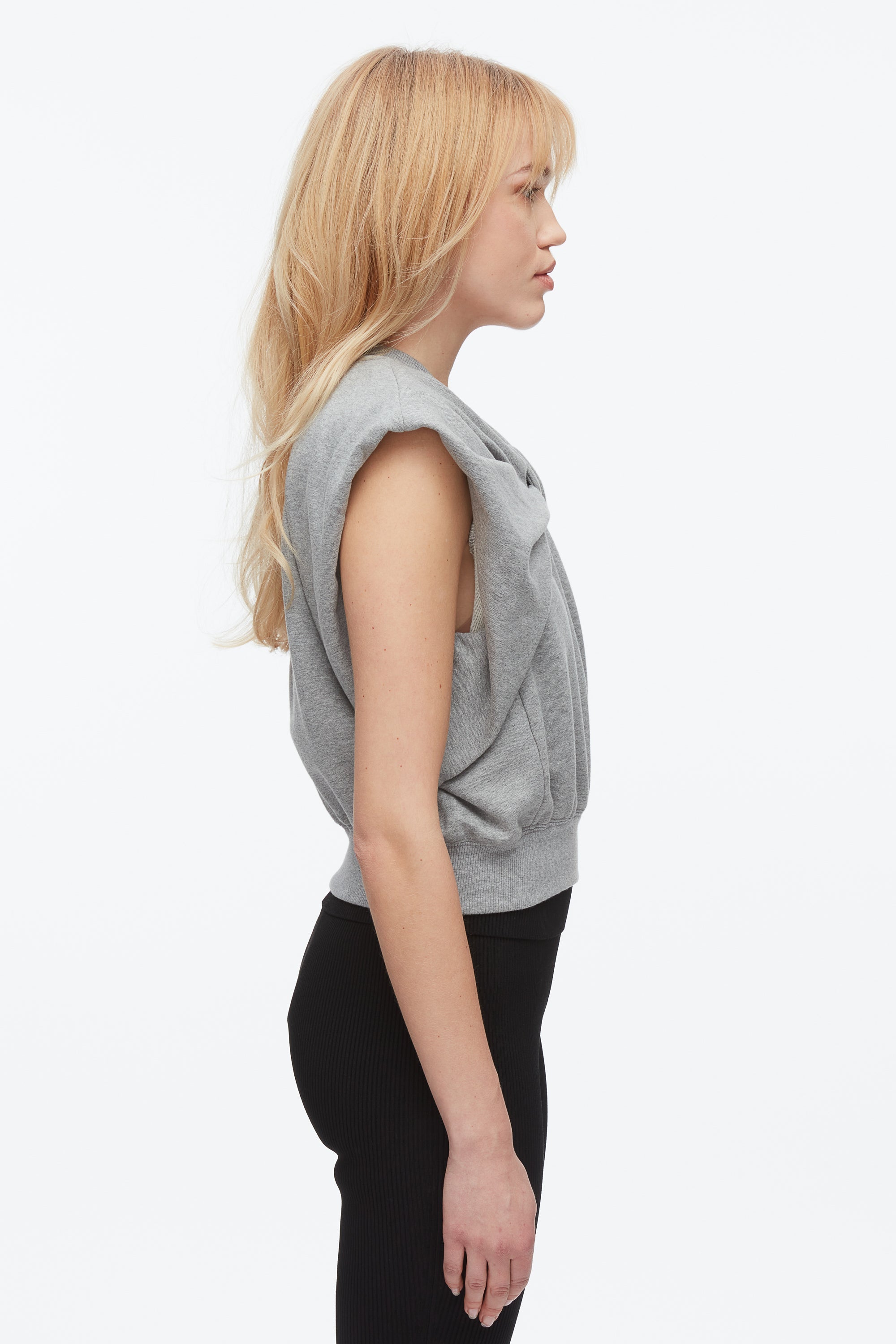 Grey Melange Draped Bow French Terry Top | 3.1 Phillip Lim