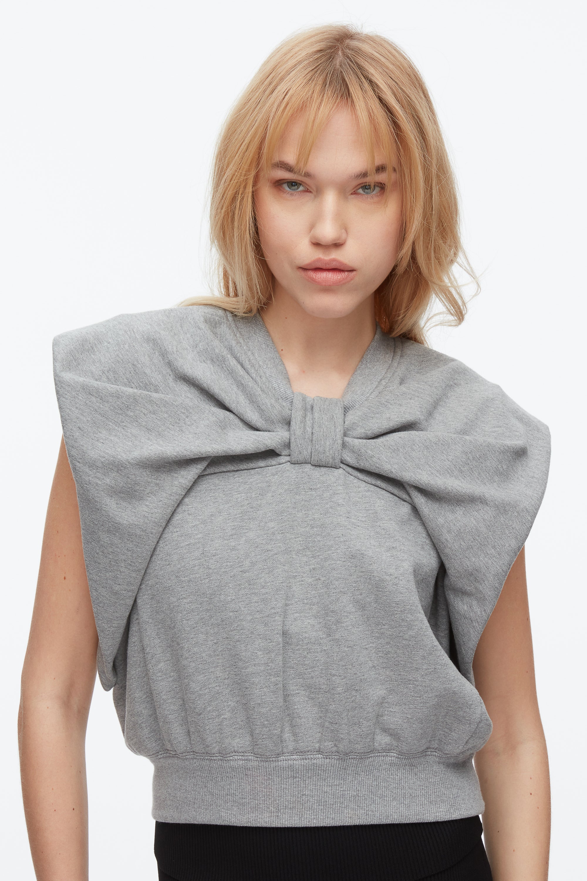 Grey Melange Draped Bow French Terry Top | 3.1 Phillip Lim