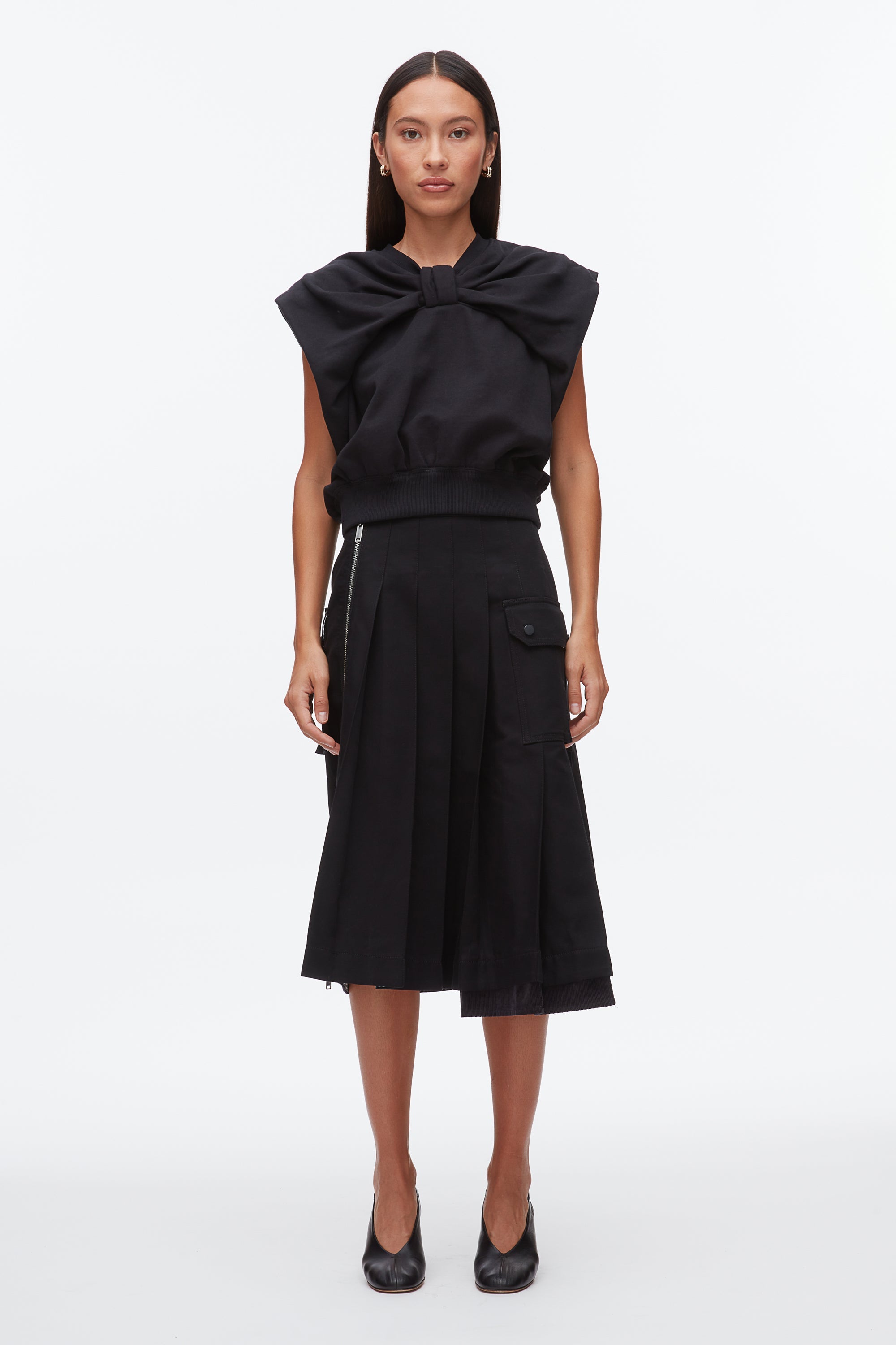 Black Draped Bow French Terry Top | 3.1 Phillip Lim