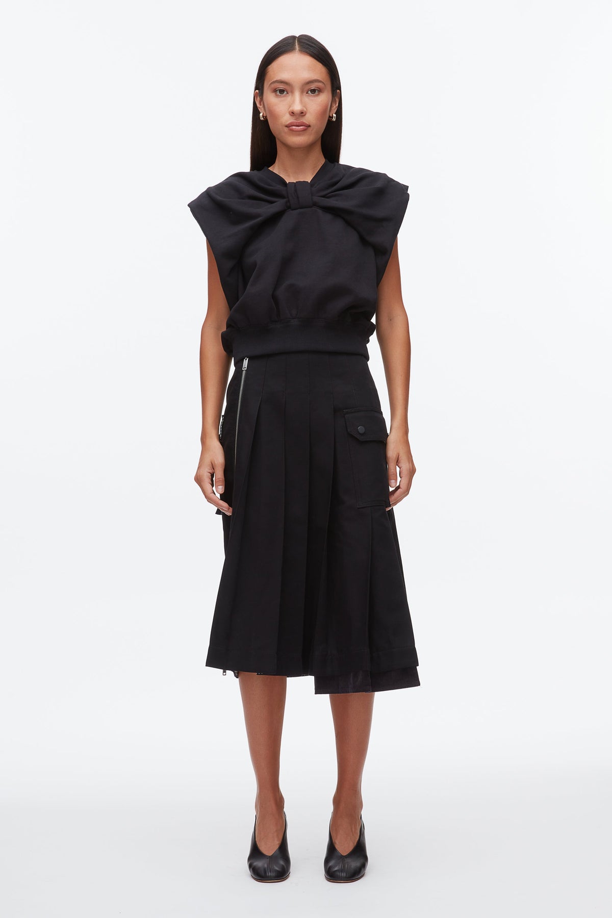 Black Draped Bow French Terry Top | 3.1 Phillip Lim