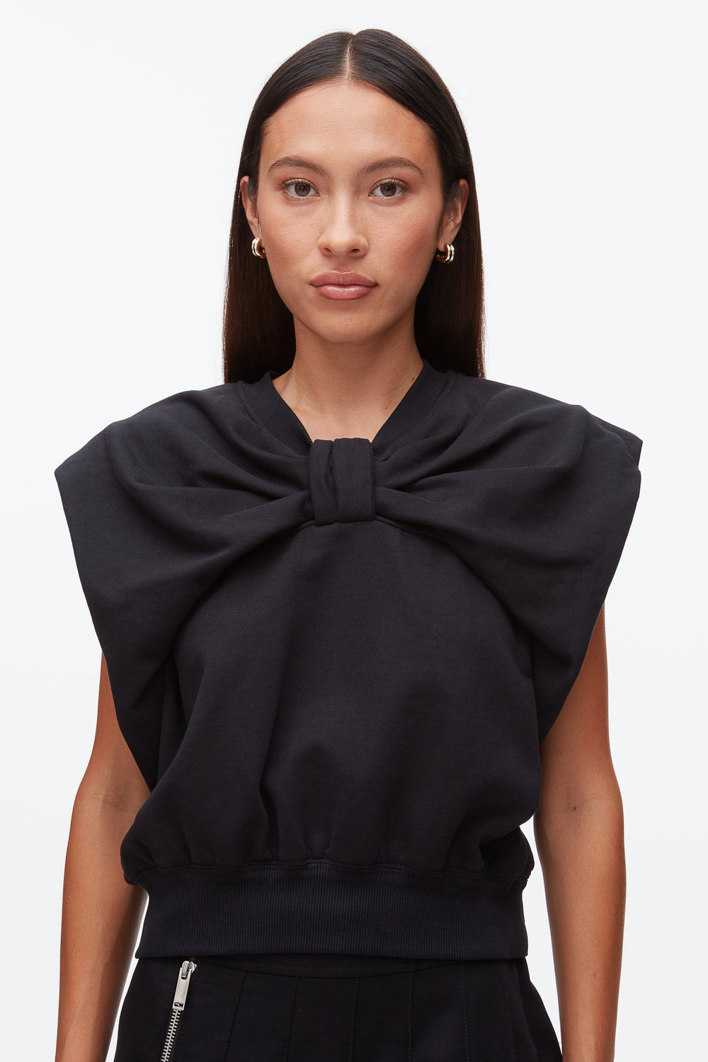 Black Draped Bow French Terry Top | 3.1 Phillip Lim