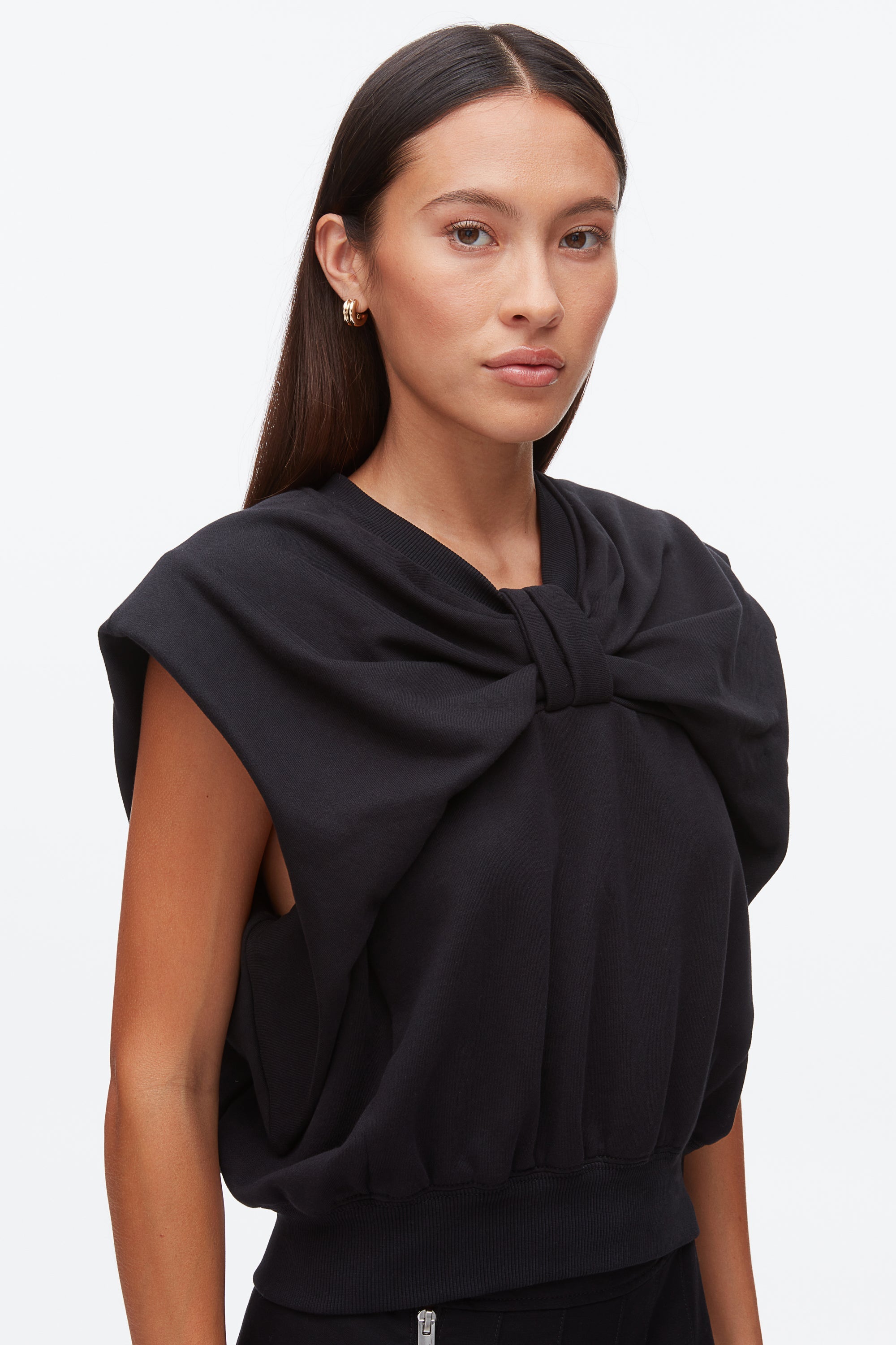 Black Draped Bow French Terry Top | 3.1 Phillip Lim