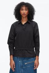 Black-Black Layered Vest Ruched Sleeve Shirt | 3.1 Phillip Lim