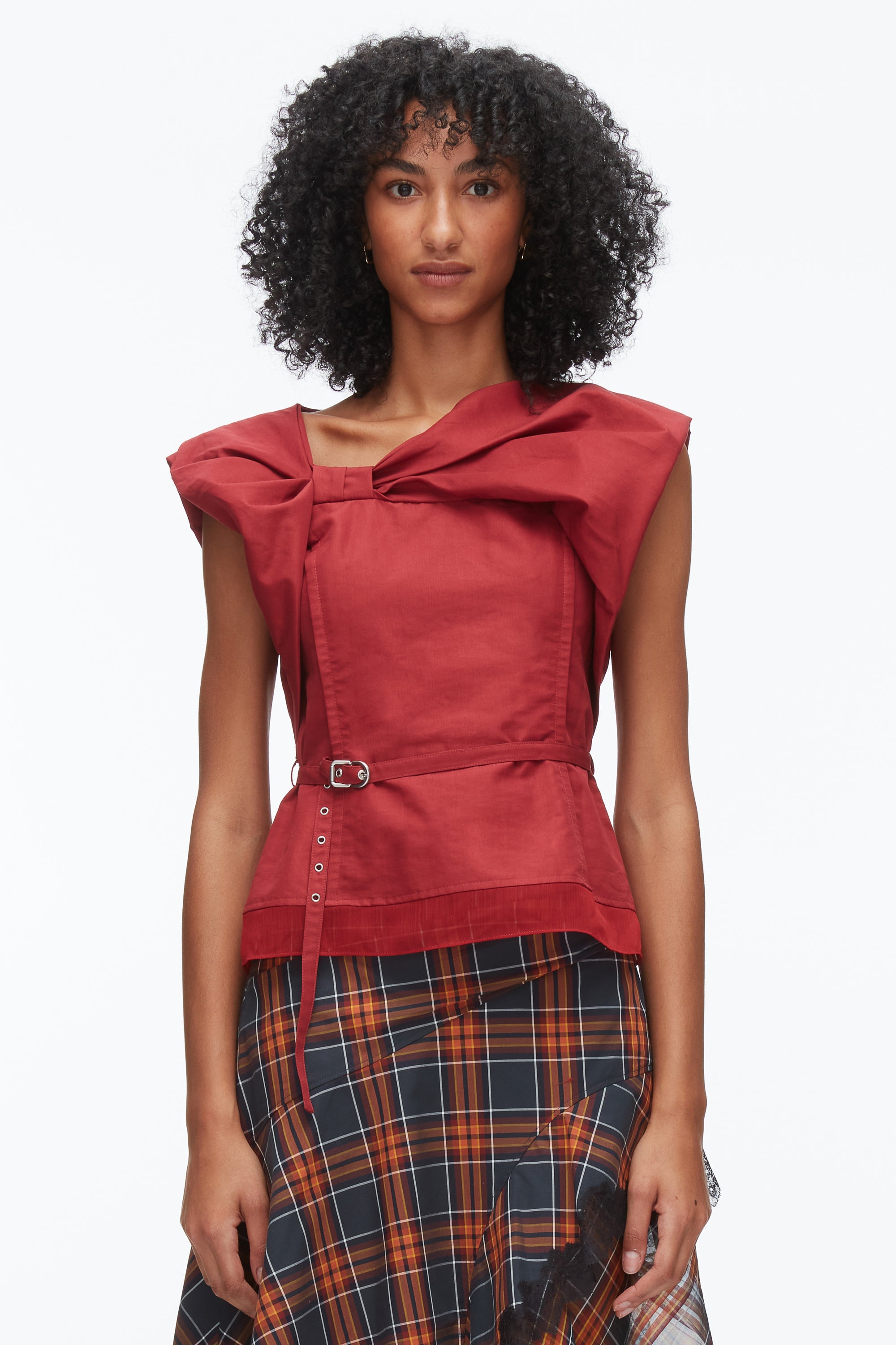 Crimson Draped Bow Belted Shell Top | 3.1 Phillip Lim