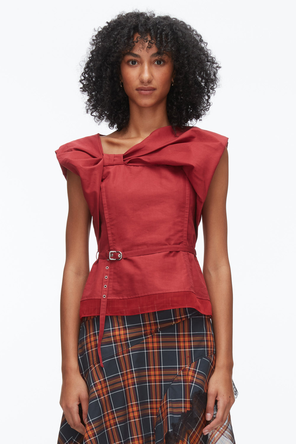 Crimson Draped Bow Belted Shell Top | 3.1 Phillip Lim