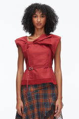 Crimson Draped Bow Belted Shell Top | 3.1 Phillip Lim