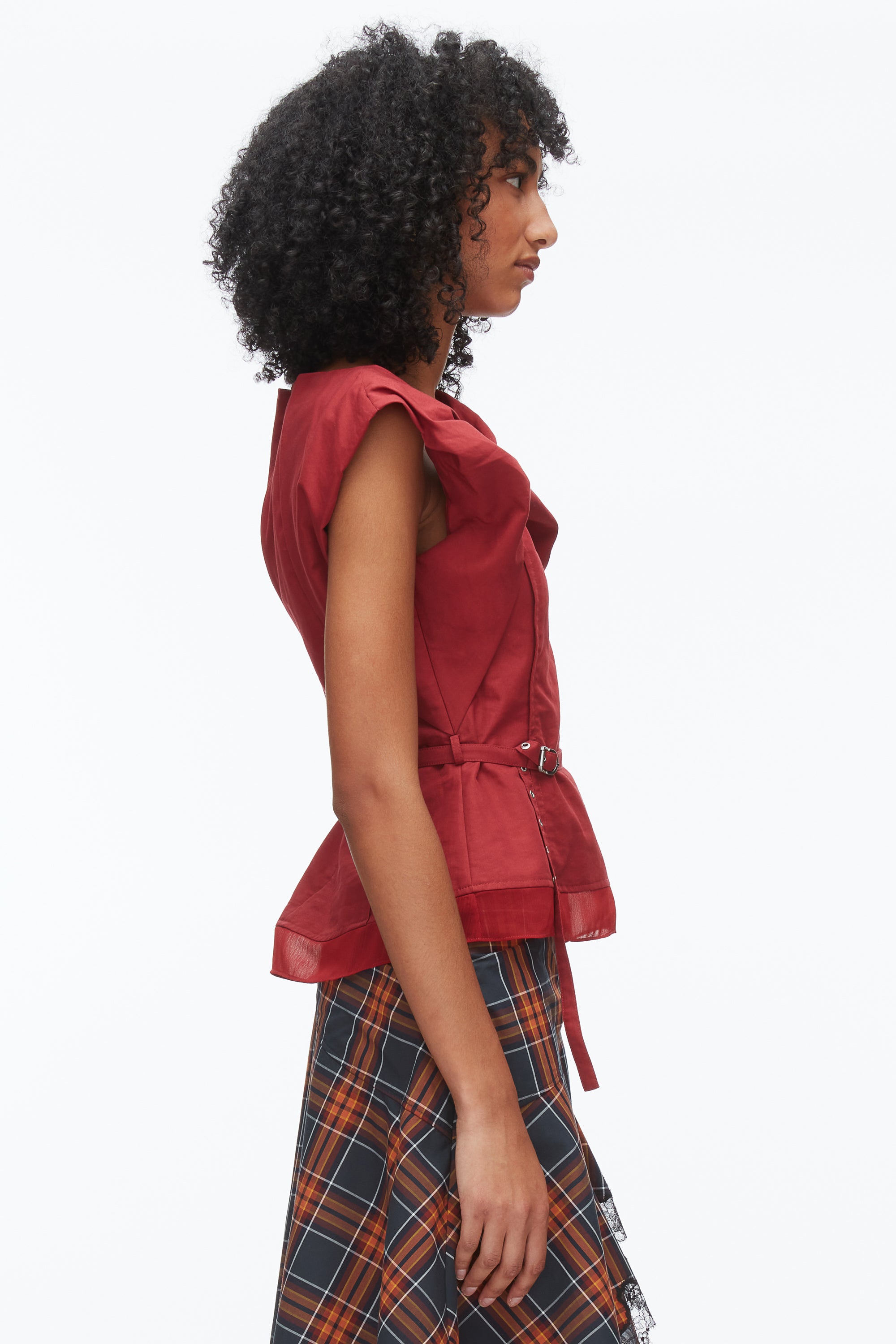 Crimson Draped Bow Belted Shell Top | 3.1 Phillip Lim