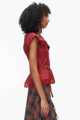 Crimson Draped Bow Belted Shell Top | 3.1 Phillip Lim