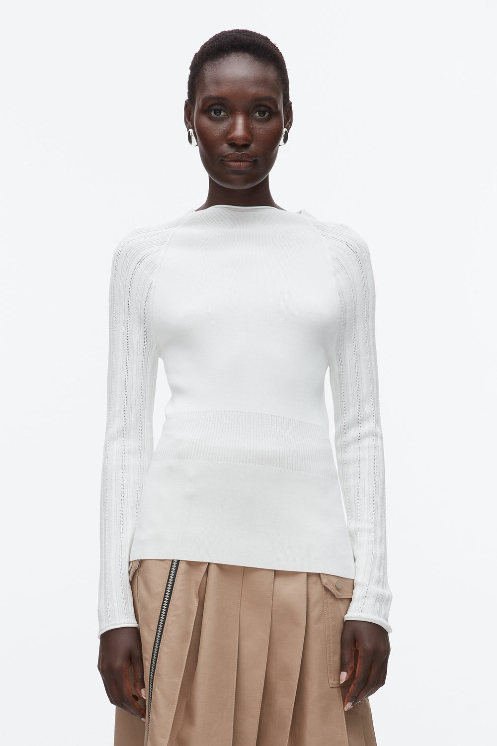 Ivory Compact Rib Mockneck Top | 3.1 Phillip Lim