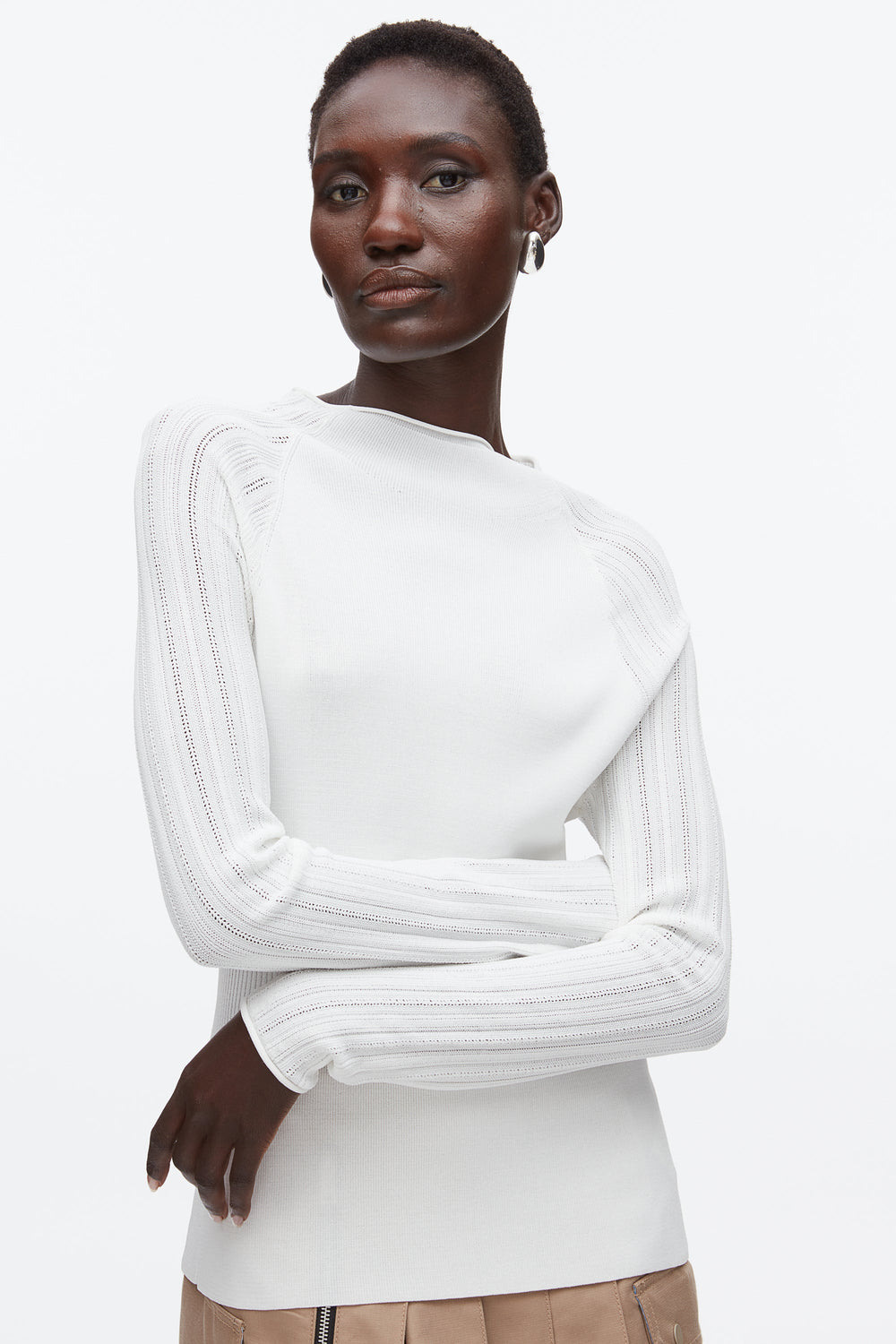 Ivory Compact Rib Mockneck Top | 3.1 Phillip Lim