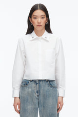 White Cropped Shirt with Embroidered Collar | 3.1 Phillip Lim