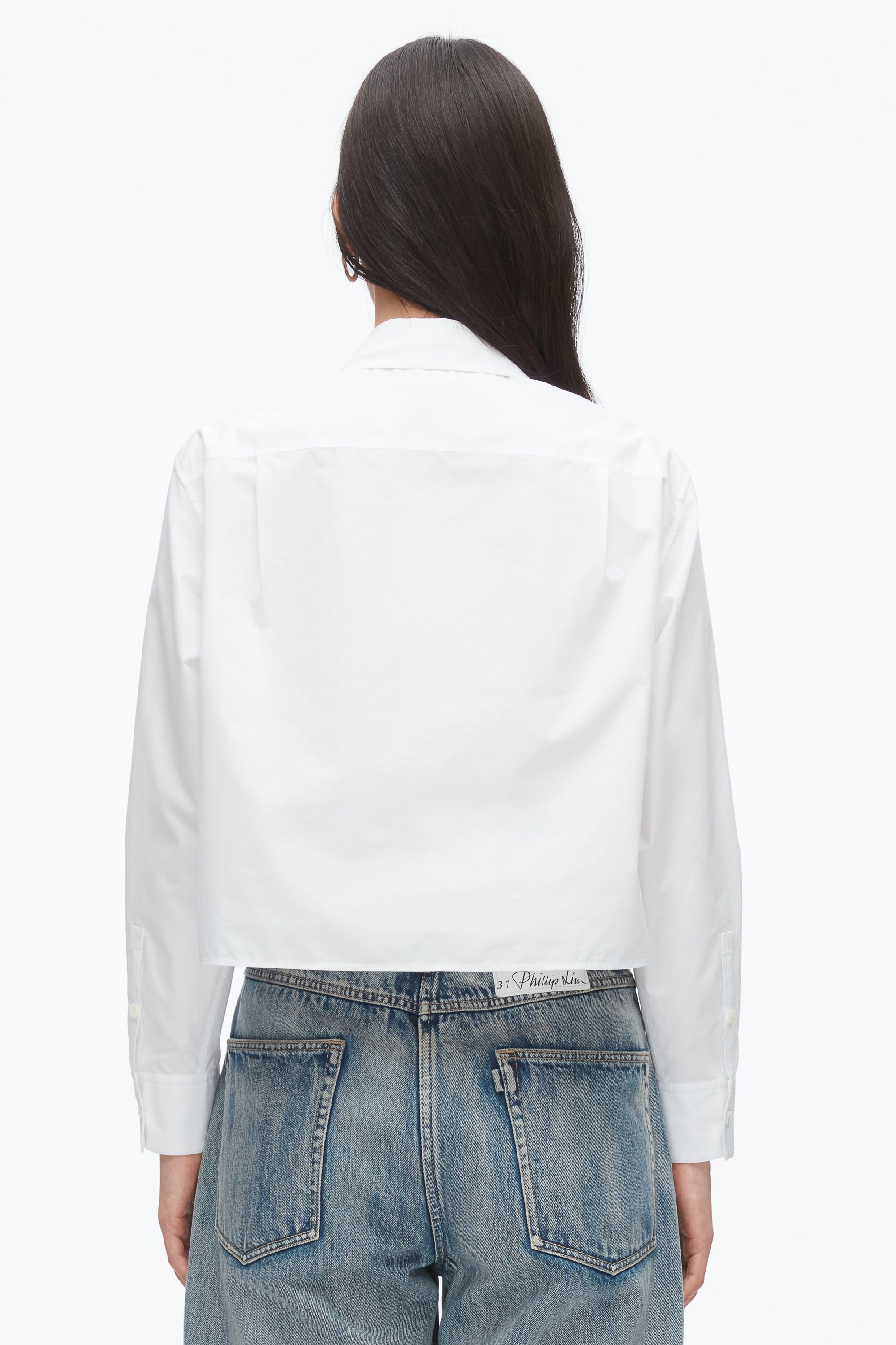 White Cropped Shirt with Embroidered Collar | 3.1 Phillip Lim