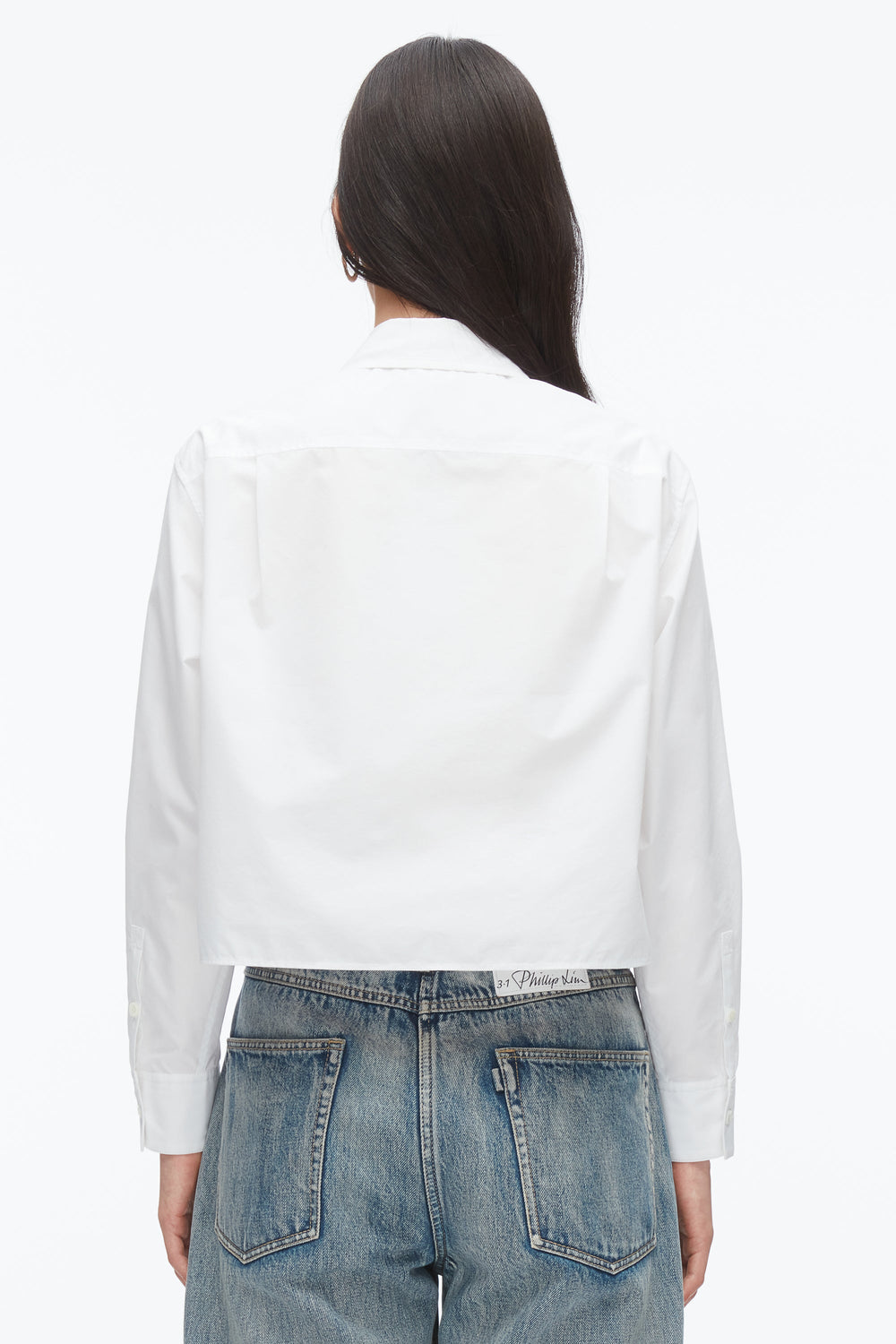 White Cropped Shirt with Embroidered Collar | 3.1 Phillip Lim
