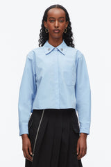 Oxford Blue Cropped Shirt with Embroidered Collar | 3.1 Phillip Lim