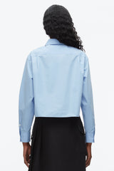Oxford Blue Cropped Shirt with Embroidered Collar | 3.1 Phillip Lim