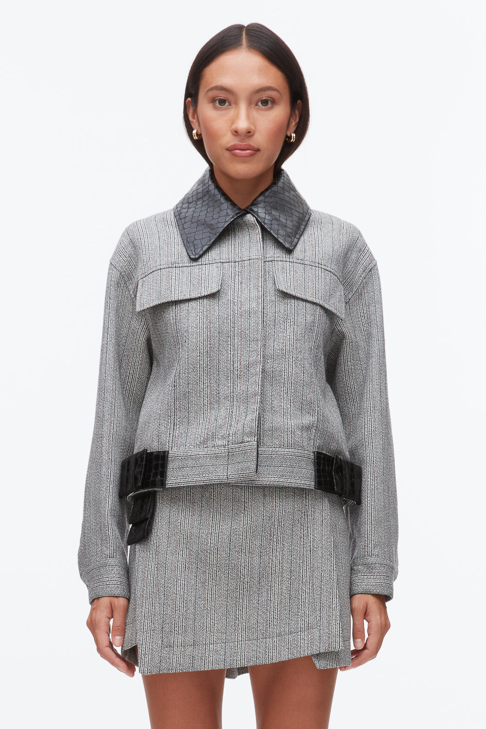 Grey Multi Jaspé Cropped Jacket | 3.1 Phillip Lim