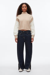 Ivory-Beige Colorblock Zip Sleeve Turtleneck | 3.1 Phillip Lim