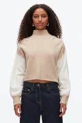 Ivory-Beige Colorblock Zip Sleeve Turtleneck | 3.1 Phillip Lim