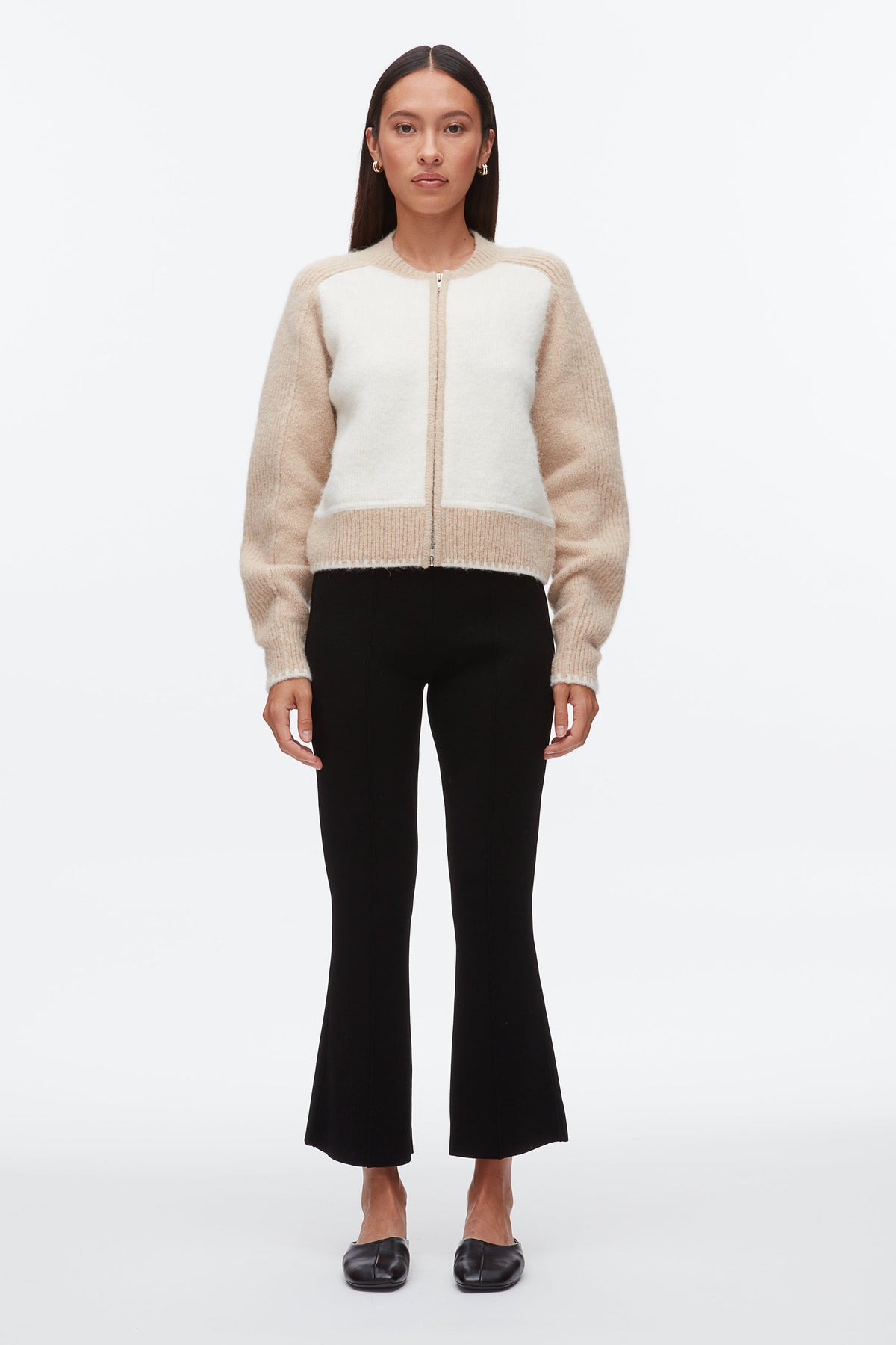 Ivory-Beige Colorblock Zip Cardigan | 3.1 Phillip Lim