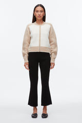 Ivory-Beige Colorblock Zip Cardigan | 3.1 Phillip Lim
