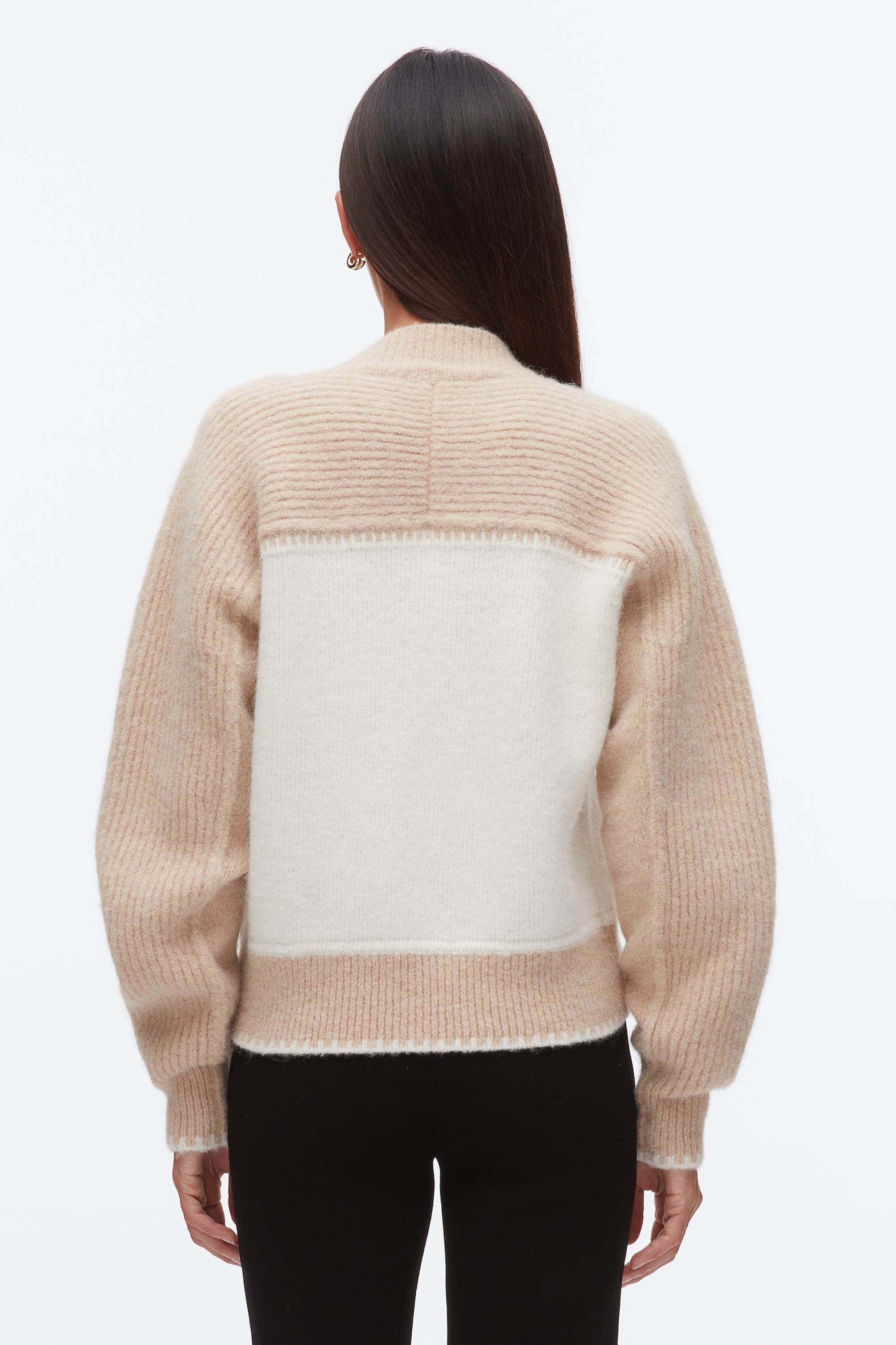 Ivory-Beige Colorblock Zip Cardigan | 3.1 Phillip Lim