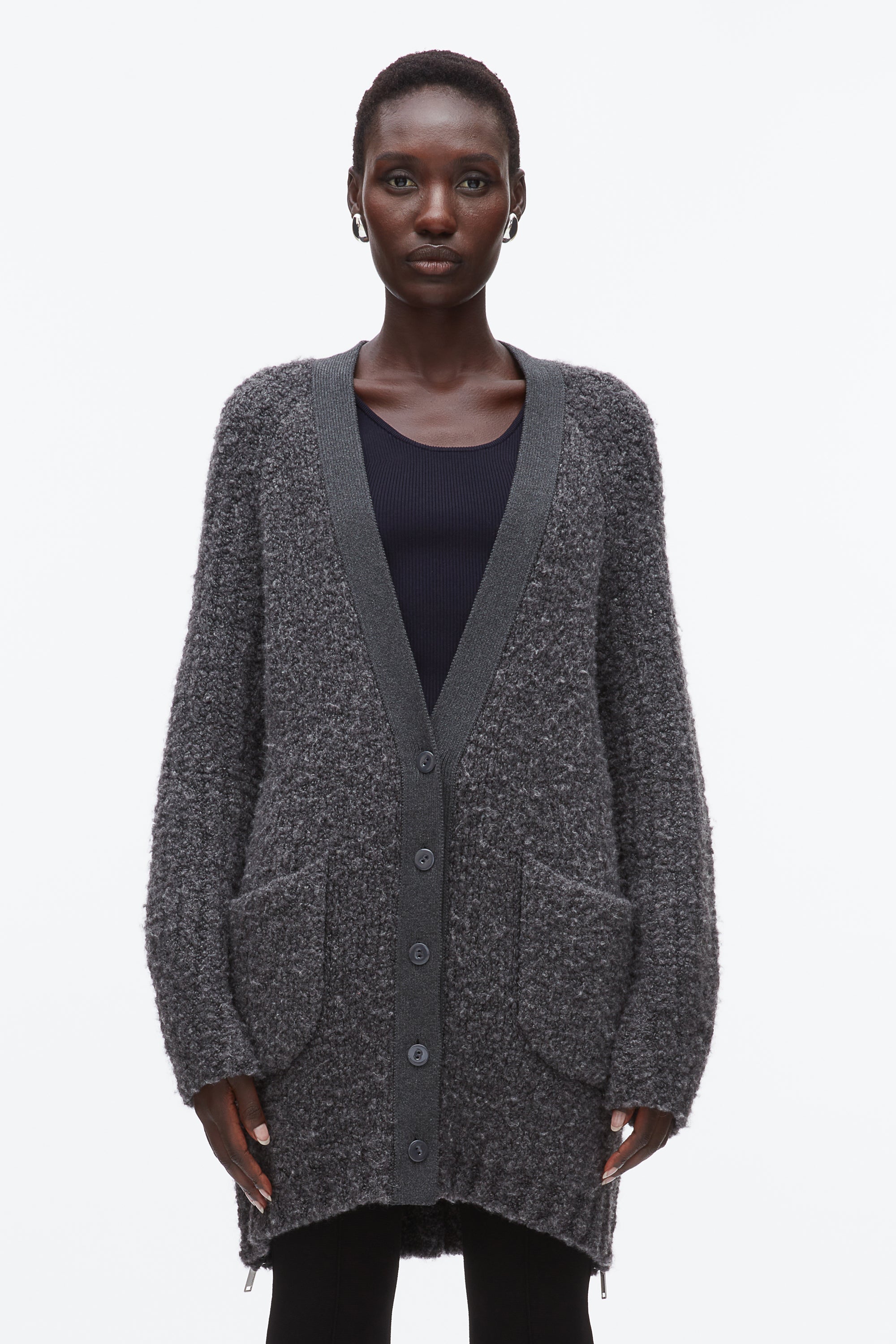 Charcoal Melange Boucle Cardigan Coat | 3.1 Phillip Lim