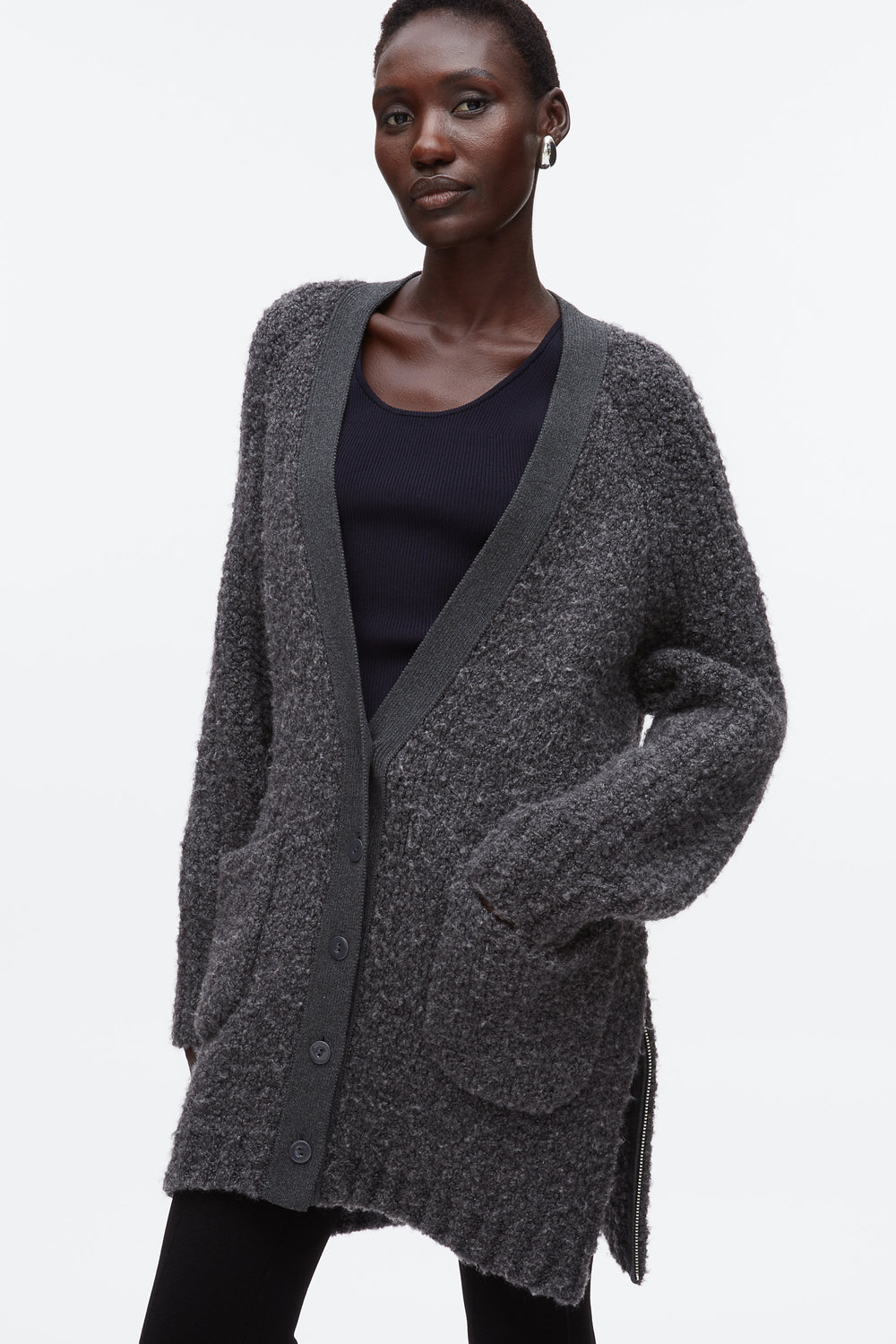 Charcoal Melange Boucle Cardigan Coat | 3.1 Phillip Lim