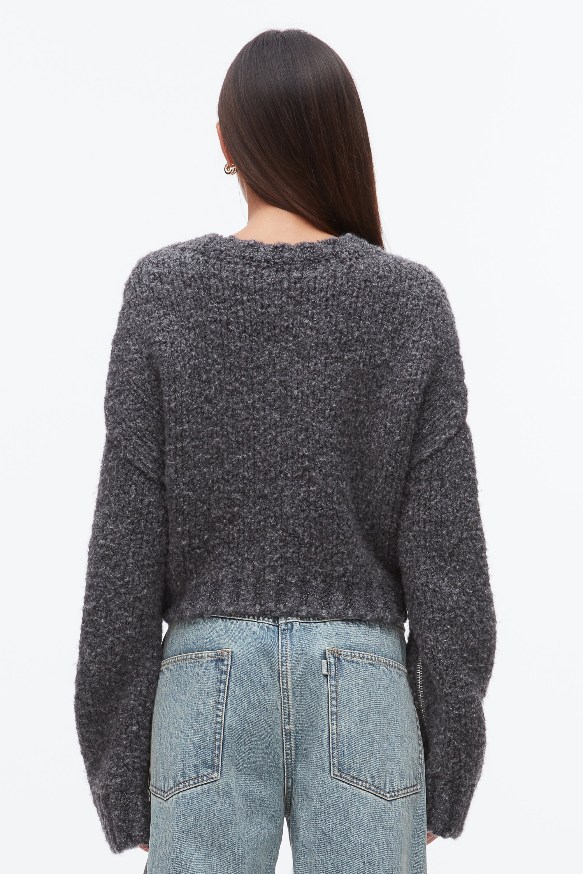 Charcoal Melange Boucle Zipper Crewneck | 3.1 Phillip Lim