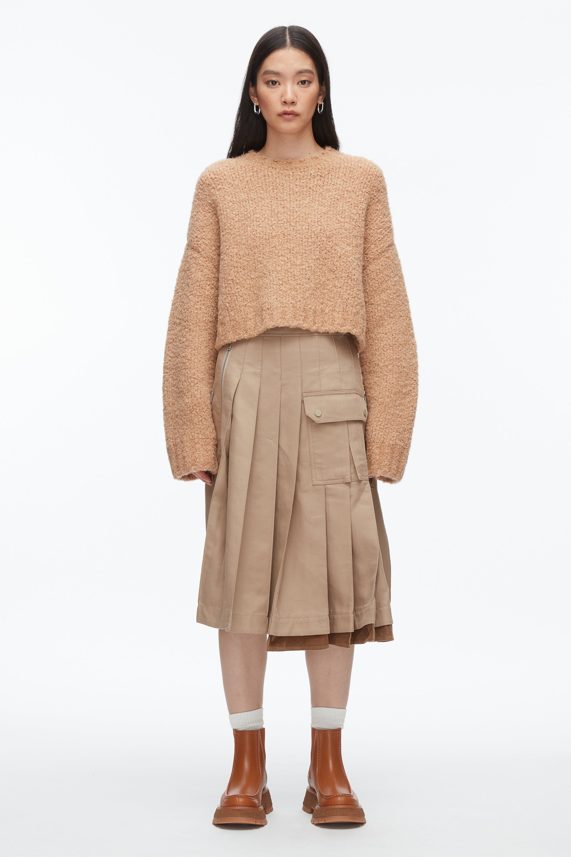 Fawn Boucle Zipper Crewneck | 3.1 Phillip Lim