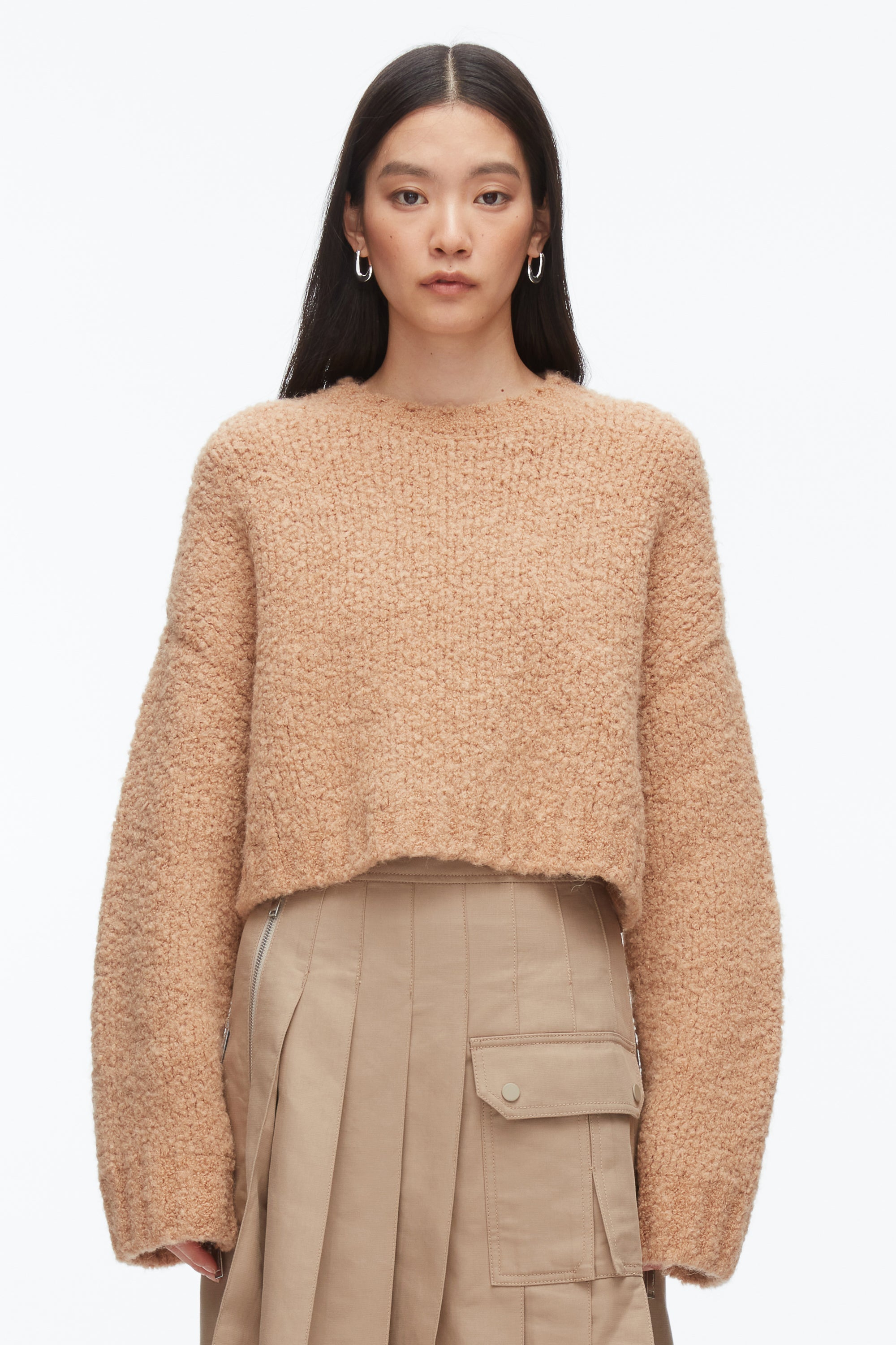 Fawn Boucle Zipper Crewneck | 3.1 Phillip Lim