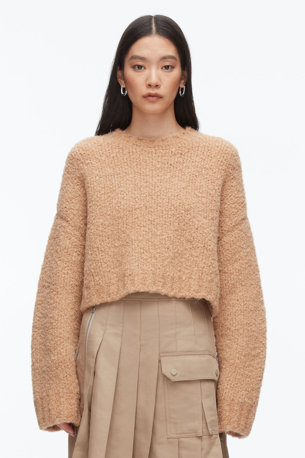 Fawn Boucle Zipper Crewneck | 3.1 Phillip Lim