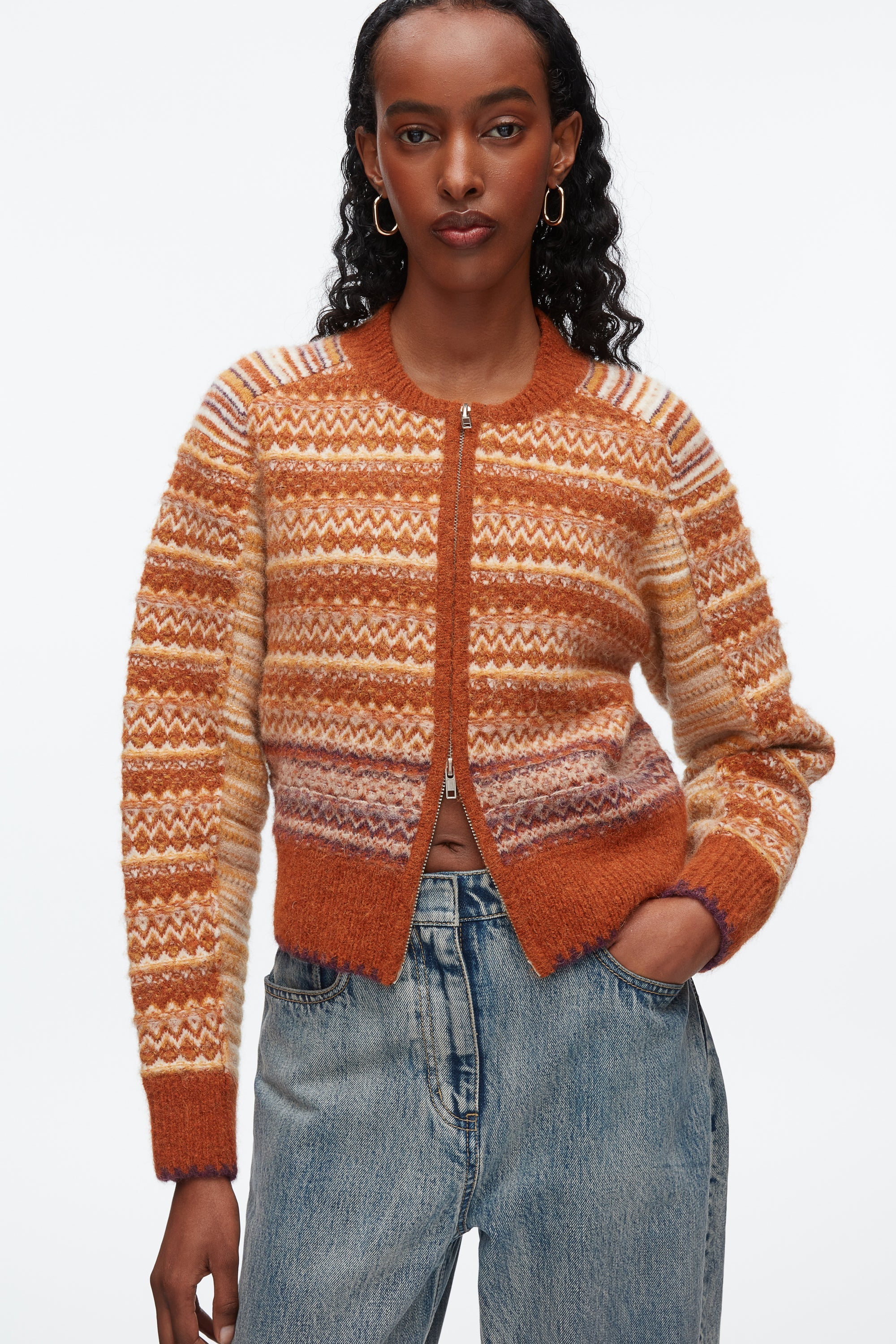 Sunset Multi Fair Isle Zip Cardigan | 3.1 Phillip Lim