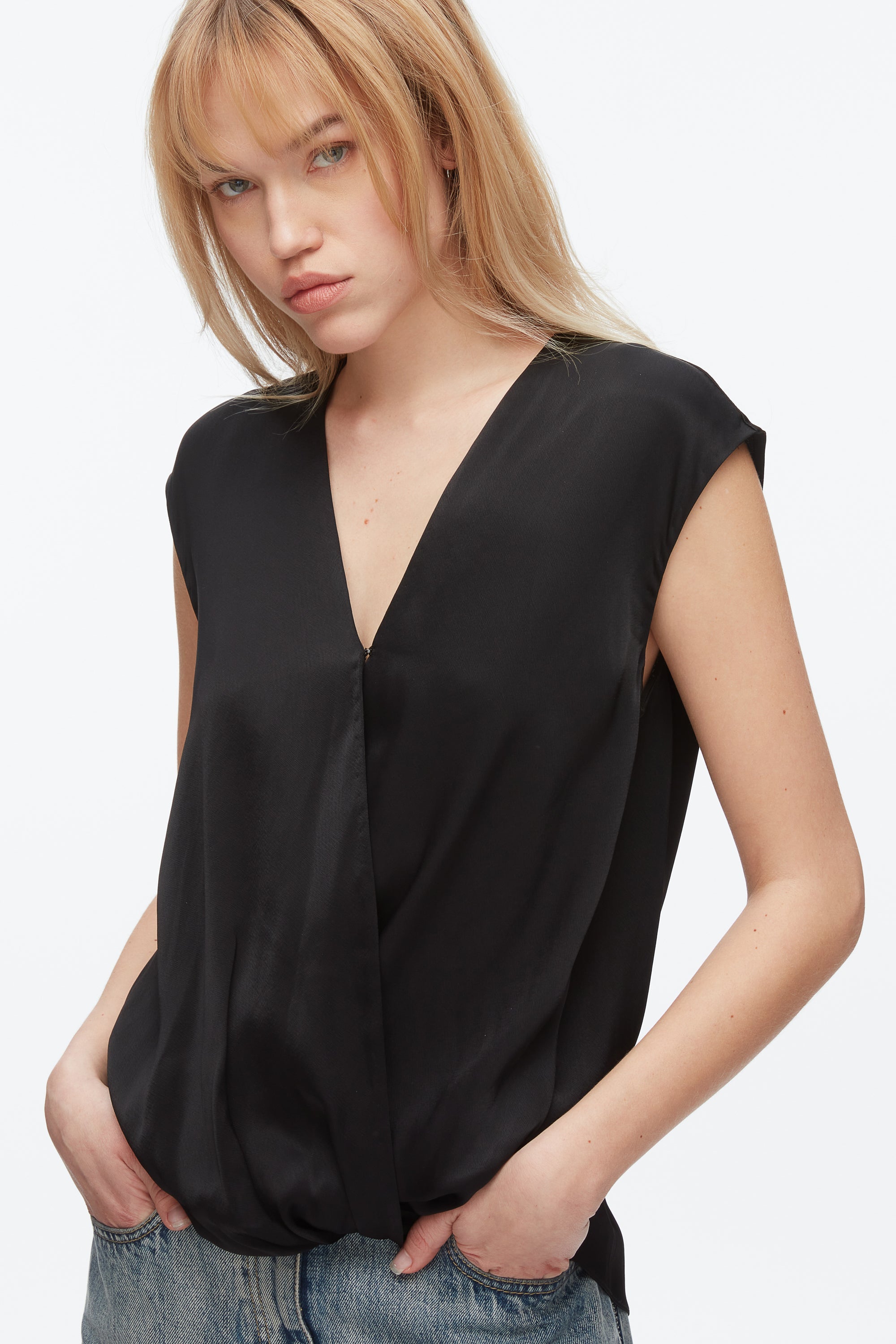 Black Soft Drape Sleeveless Blouse | 3.1 Phillip Lim