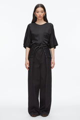 Black Short Sleeve Top with Button Placket | 3.1 Phillip Lim