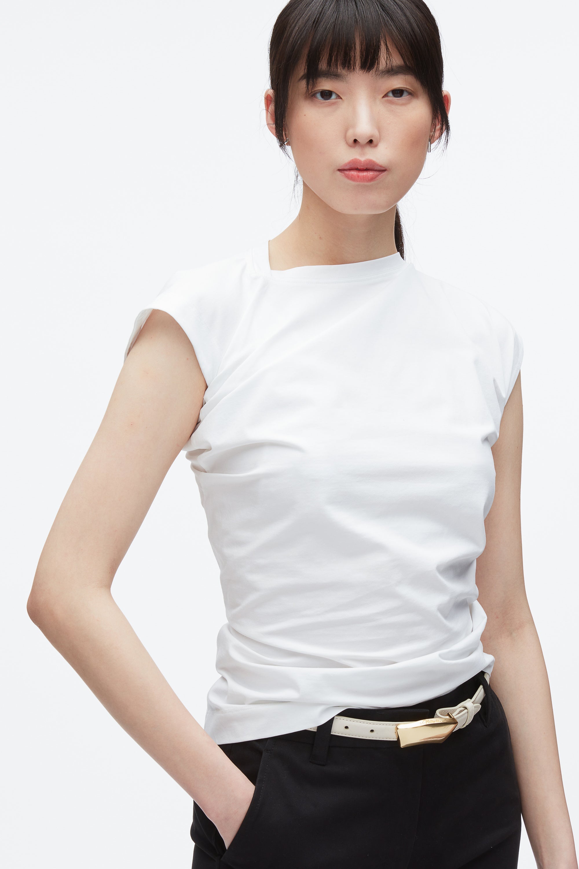 White Draped Asymmetric T-Shirt | 3.1 Phillip Lim