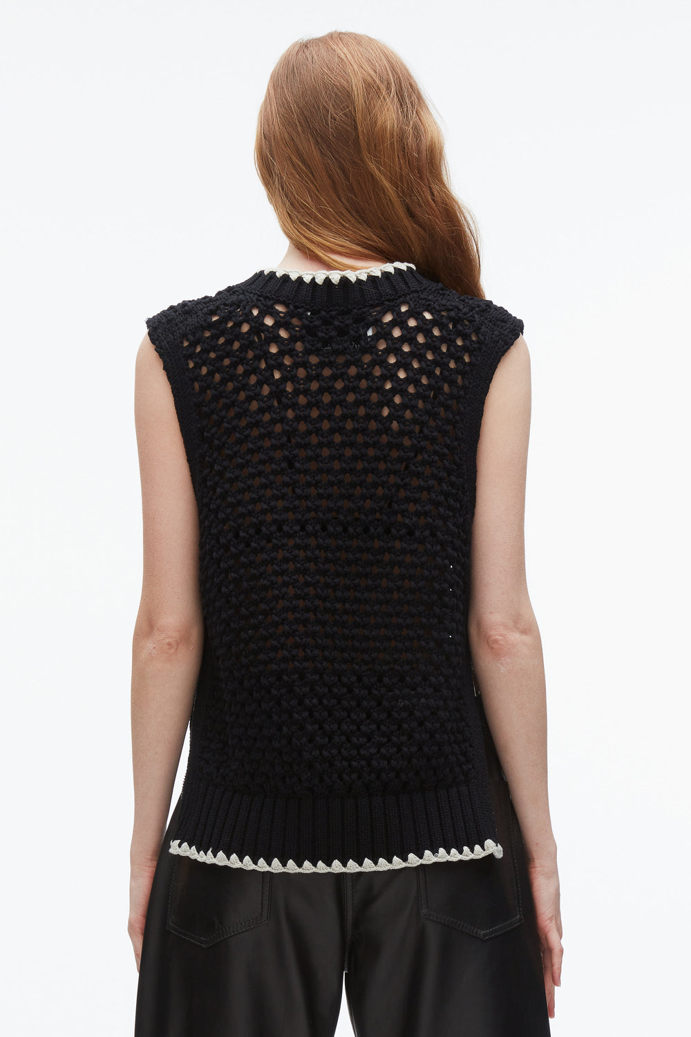 Black Open Work V-Neck Shell | 3.1 Phillip Lim