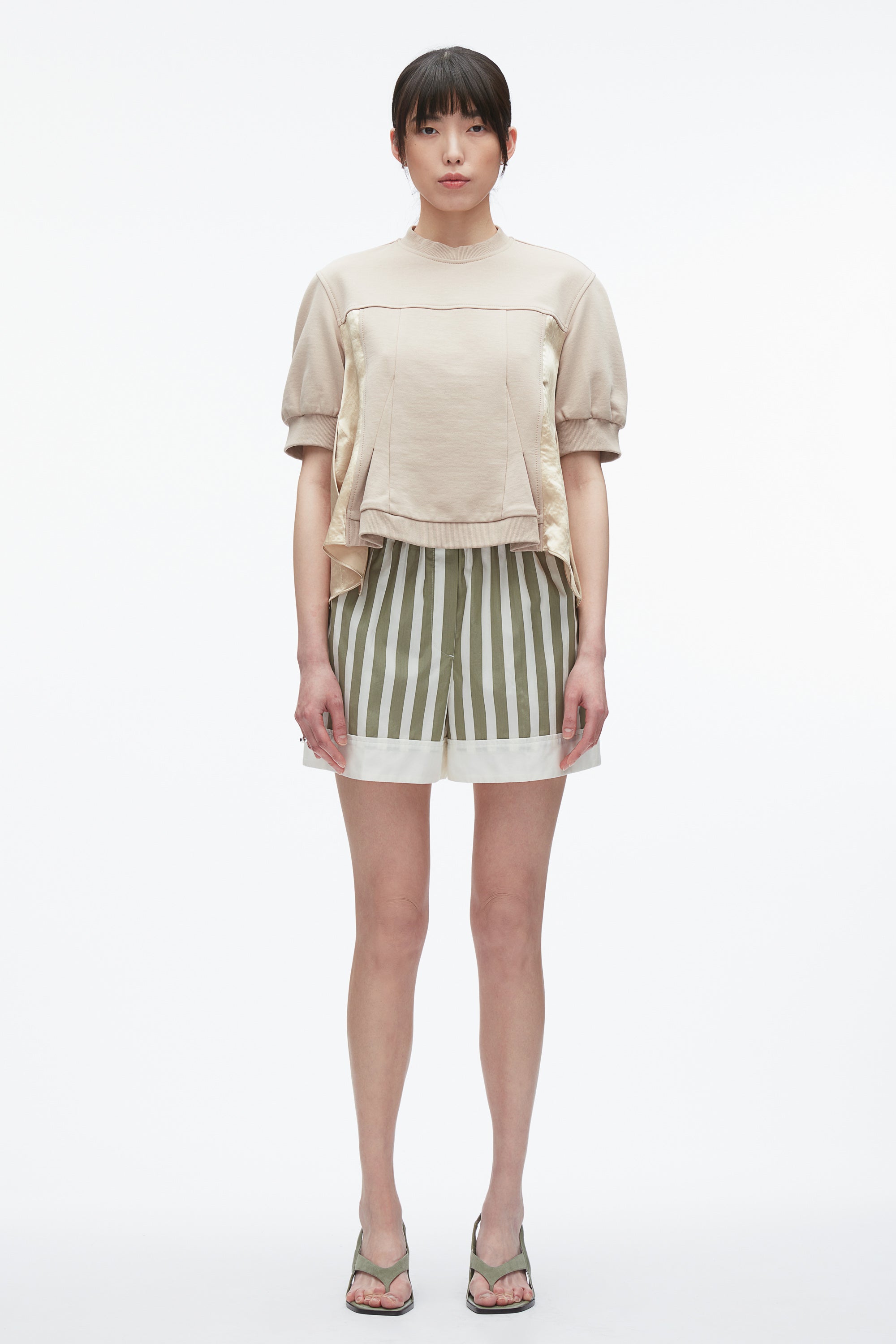 Concrete Satin Flounce Combo Terry Top | 3.1 Phillip Lim