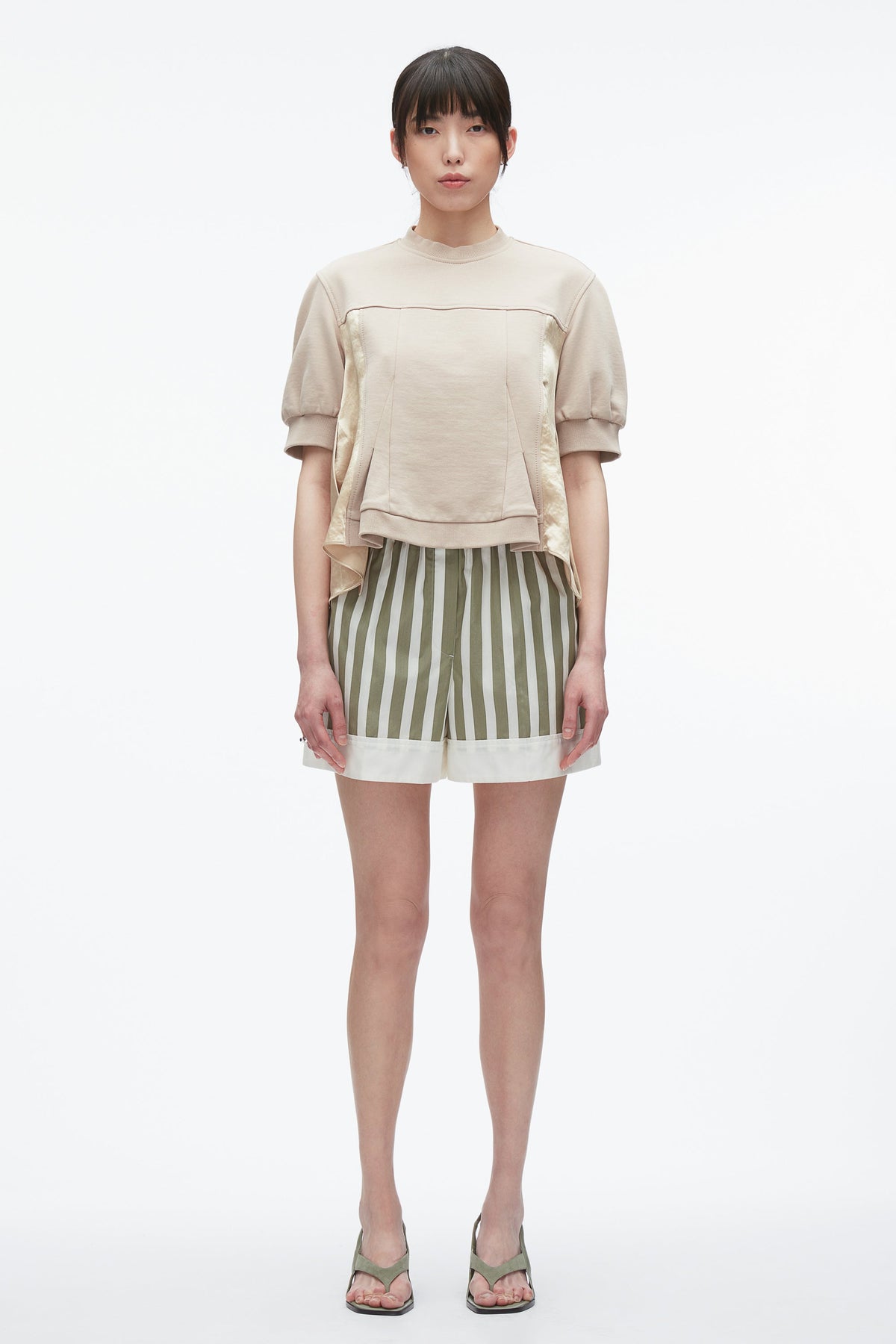Concrete Satin Flounce Combo Terry Top | 3.1 Phillip Lim