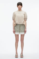 Concrete Satin Flounce Combo Terry Top | 3.1 Phillip Lim