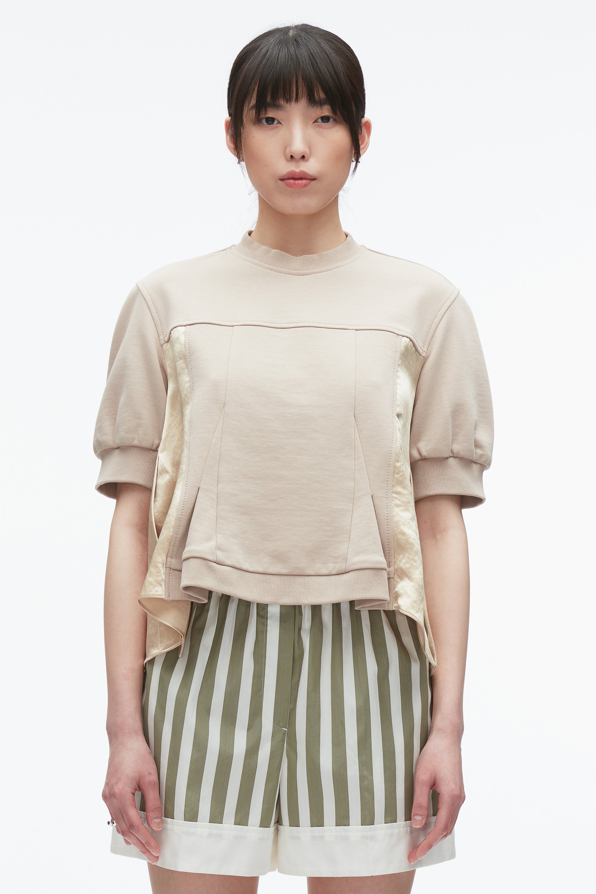 Concrete Satin Flounce Combo Terry Top | 3.1 Phillip Lim