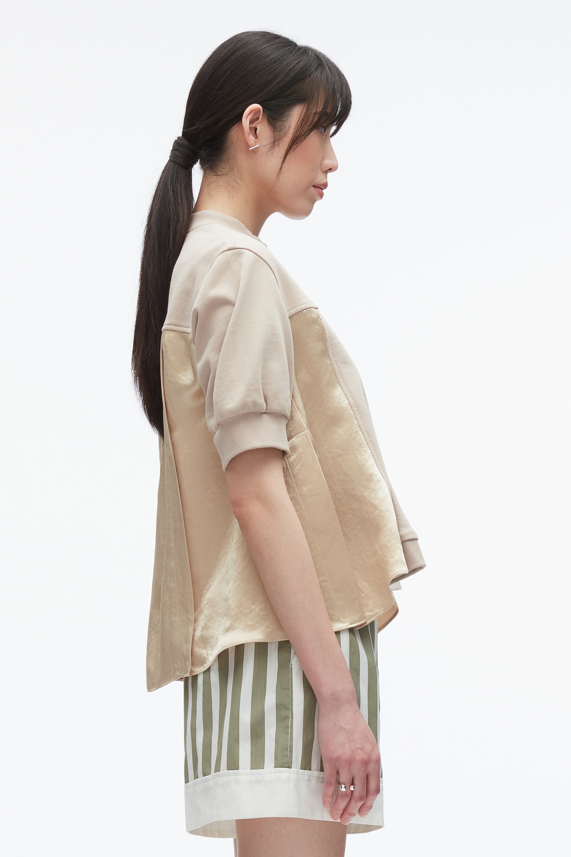 Concrete Satin Flounce Combo Terry Top | 3.1 Phillip Lim