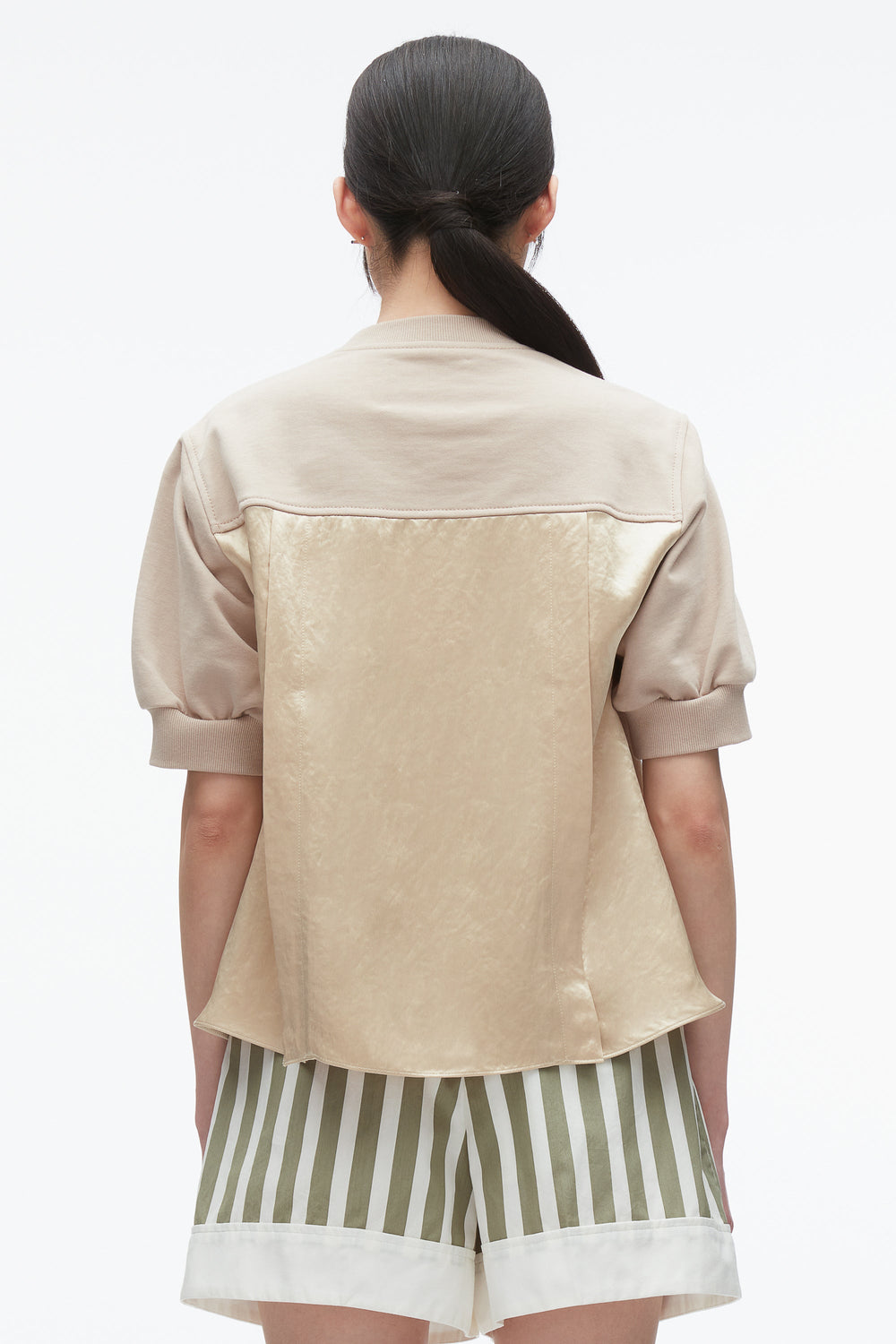Concrete Satin Flounce Combo Terry Top | 3.1 Phillip Lim