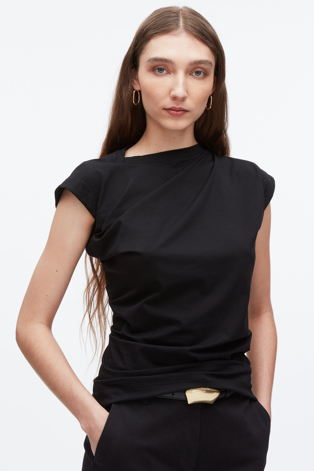 Black Draped Asymmetric T-Shirt | 3.1 Phillip Lim