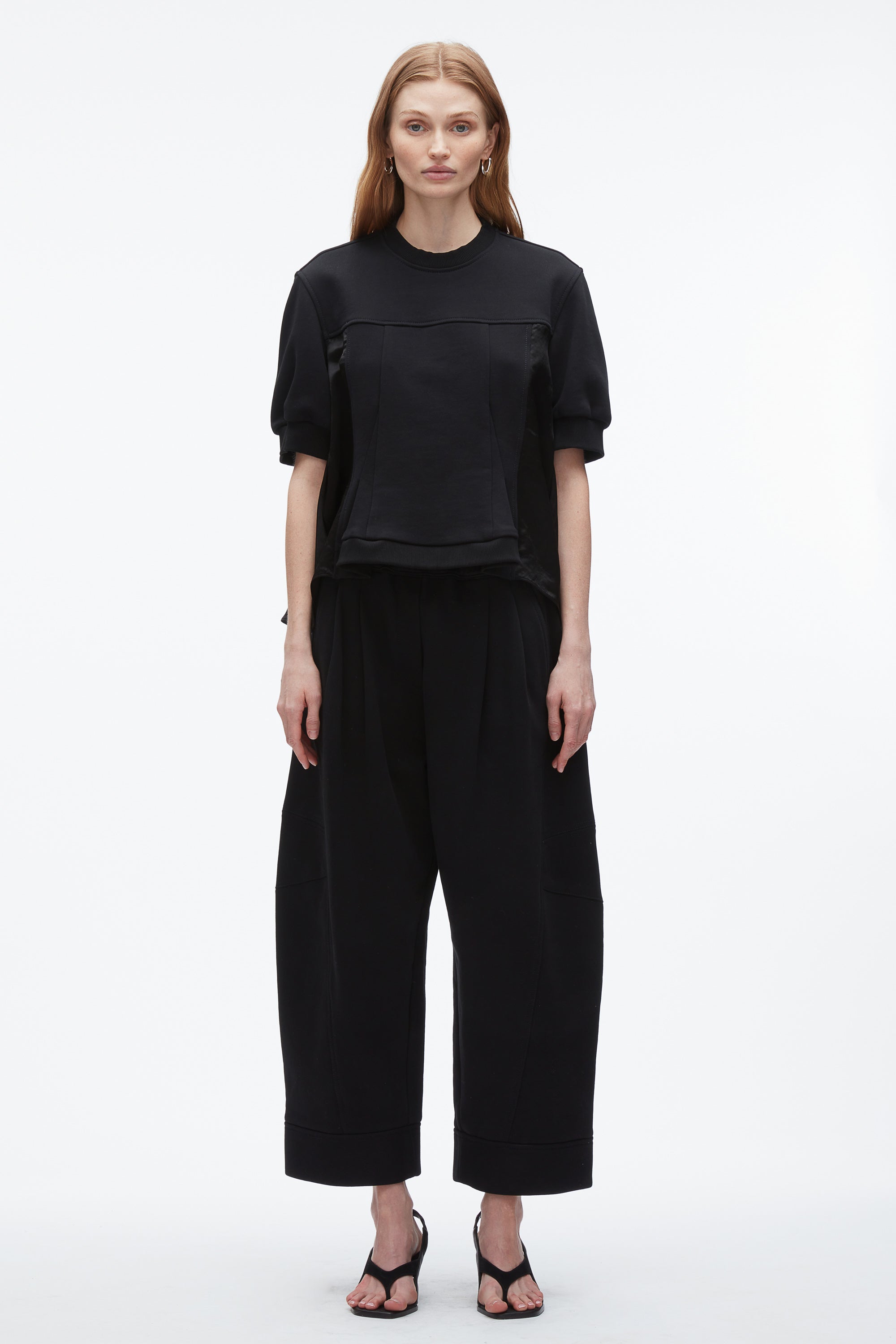 Midnight Satin Flounce Combo Terry Top | 3.1 Phillip Lim