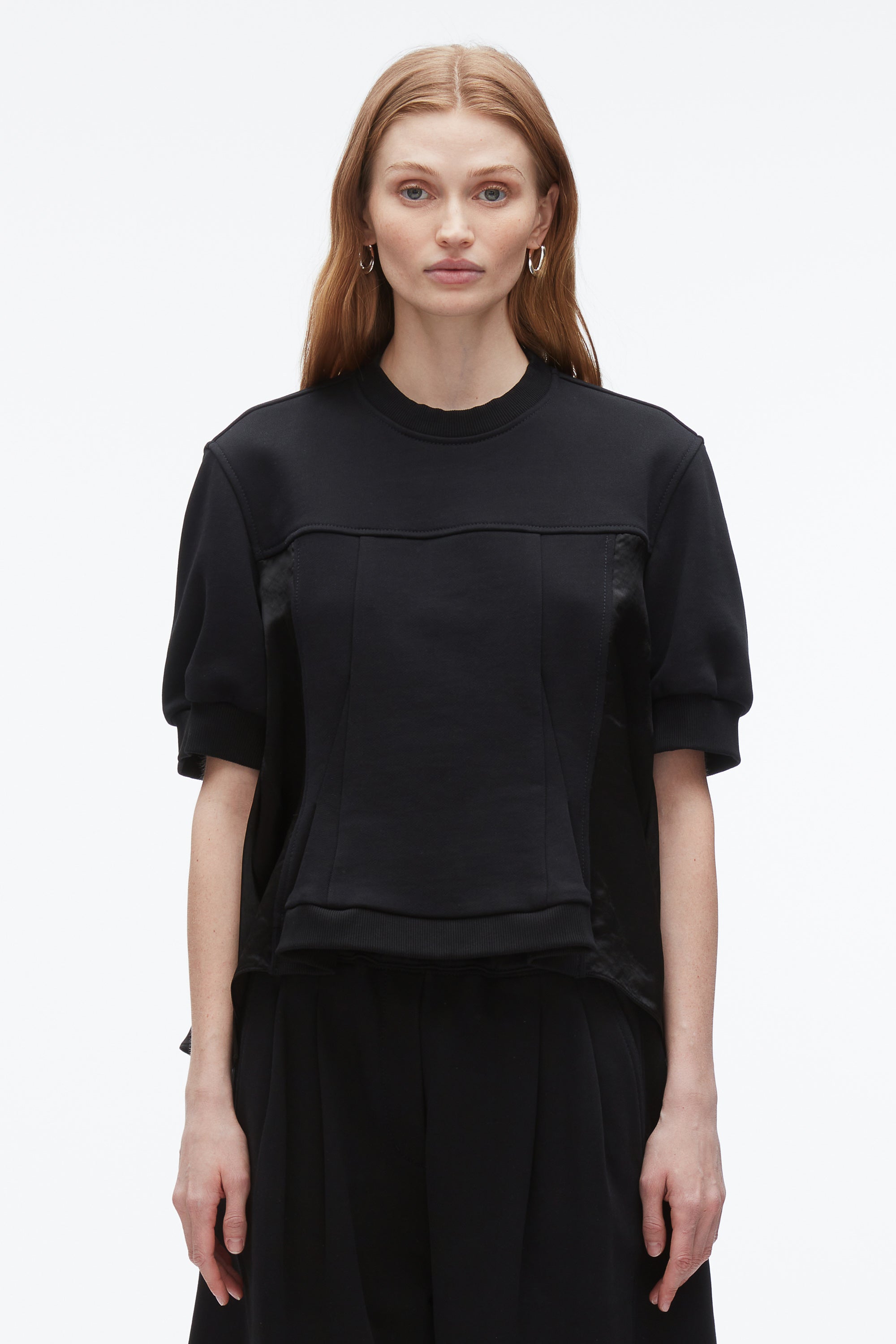 Midnight Satin Flounce Combo Terry Top | 3.1 Phillip Lim
